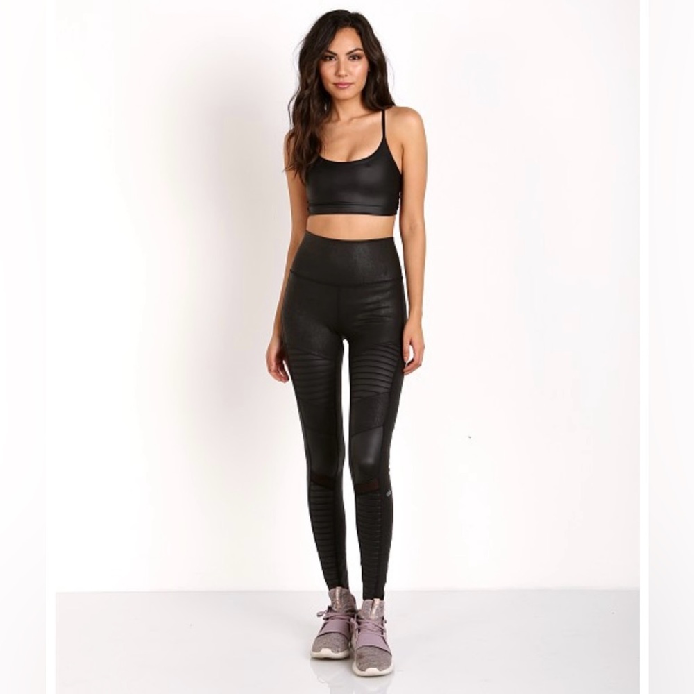 ALO High Waist Leather Moto Leggings Size Small